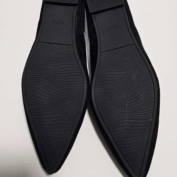 Black Meeshine Womens Pointed Toe Ballet Flats Comfort Suede Slip On Flats - Picture 6 of 7